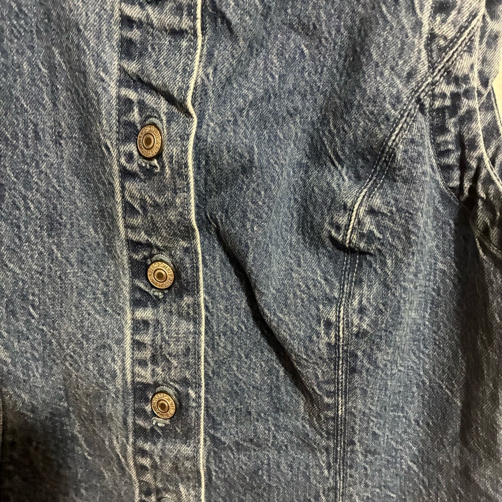 Abercrombie & Fitch Denim Mini Jean Dress Medium Button Front Y2K 90s casual - Picture 5 of 8